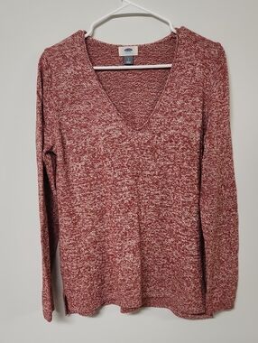 Old Navy Women's Marled V-Neck Sweater - Rust Orange